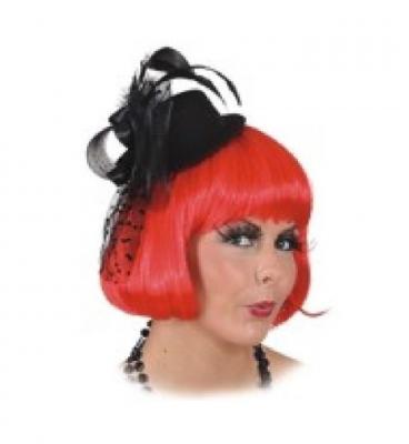 O23765 schwarz Damen Minihut Barockhütchen - 0