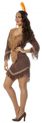 L3200831-46 braun langarm Damen Indianerin Indianerkleid Gr.46 - 1