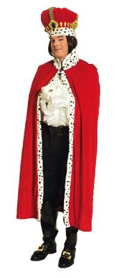 T2875-0500 130 cm lang rot-weiß Damen Herren Königsmantel Prinzen Cape Kostüm Umhang Königsumhang - 0