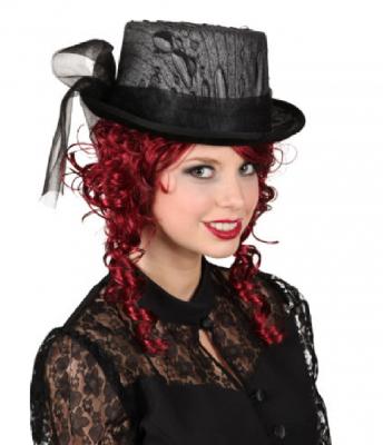 O23685 schwarz Damen Gothic Zylinder Halloweenhut