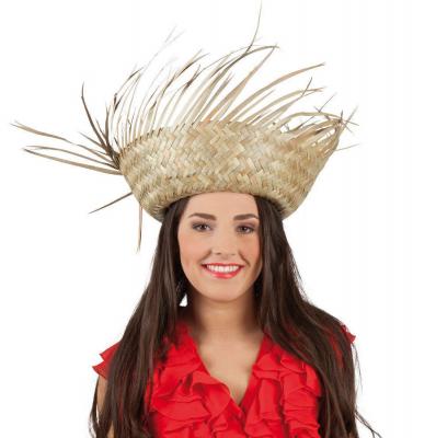 O59013 beige Damen Herren Hawaiihut Strohhut
