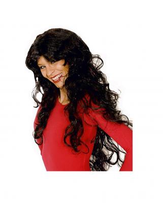 K11278401 schwarz mit roten Glitterfäden Damen Perücke Lockenperücke