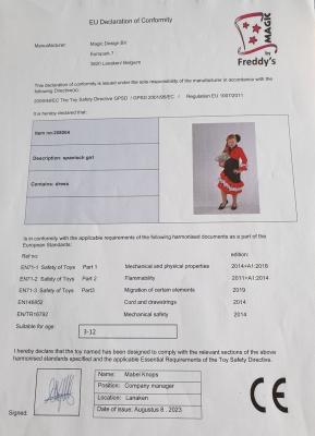 M208004-128-A rot-schwarz-weiß Kinder Mädchen Flamenco Kleid Spanierin Gr.128 - 1