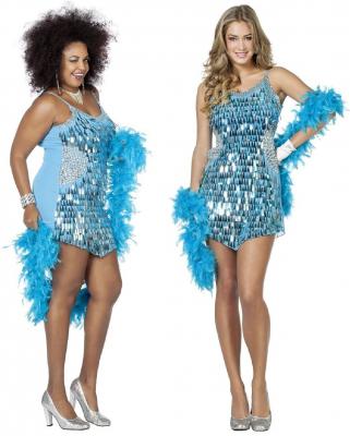 W4872-42-A aqua-silber Damen Pailletten Kleid Charlestonkleid Gr.42 - 1