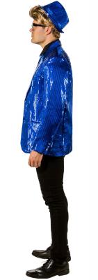 O7794-48-50-A blau Herren Pailletten Jackett Discojacke Gr.48-50 - 1