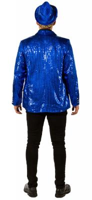 O7794-48-50-A blau Herren Pailletten Jackett Discojacke Gr.48-50 - 2