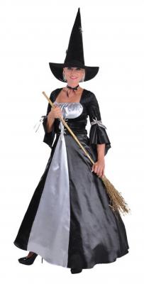 M212125-2-M-A schwarz-silber Damen Rokoko Hexen Kostüm Kleid Prinzessin Marquise lang Gr.M - 1