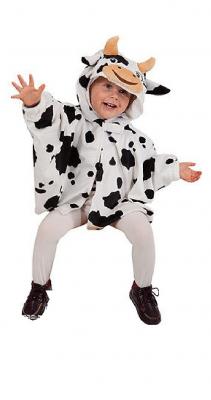 O5295-104-A schwarz-weiß Kinder Mädchen Junge Kuh Tier Cape Gr.104 - 1