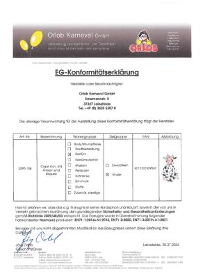 O5295-104-A schwarz-weiß Kinder Mädchen Junge Kuh Tier Cape Gr.104 - 2