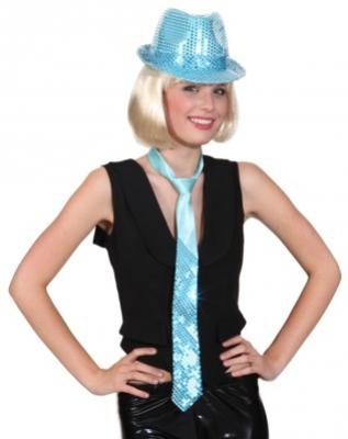 O23115-31 türkis Trilby Pailletten Hut Glitzerhut Partyhut - 1