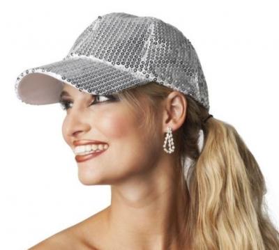 Ma230838 weiß Pailletten Basecap Schirmmütze