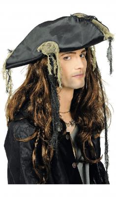 K10157739 schwarz Damen Herren Piraten-Dreispitz Fetzenhut