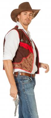 W5354-56 braun-rot Herren Cowboyweste Trapperweste Gr.56 - 1