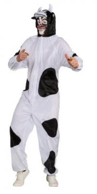 O701 schwarz-weiß Herren Kuh Overall Plüschkostüm - 0