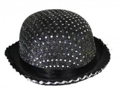 Fu63359 schwarz mit silberfarbenden Pailletten Gala Melone Pailettenmelone