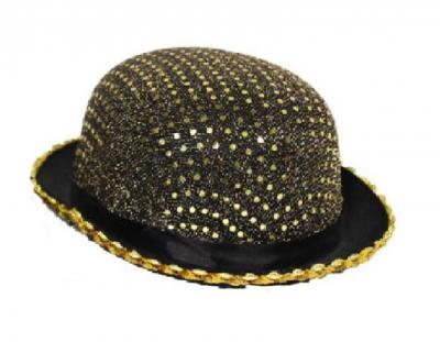 Fu63359 schwarz mit goldfabenen Pailletten  Gala Melone Pailettenmelone