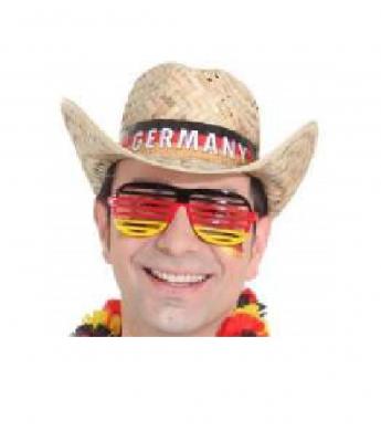 O23610 Strohhut mit Germany Aufschrift Cowboyhut