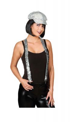 O22601-26 silber Pailletten Hosenträger Paillettenhosenträger