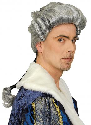 K11278503 grau Herren Barock-Rokoko Zopf Perücke
