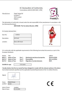 M213010-104 rot-weiß Kinder Rotkäppchen Kostüm Mädchen Kleid Gr.104 - 1