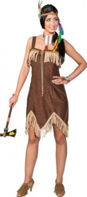 O9219 braun Damen Indianerkleid Apachenkleid - 0