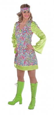 M213126 grün-bunt Damen Hippykleid Partykleid
