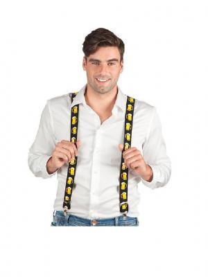 O22600-54 schwarz-gelb Damen Herren Bierkrug Hosenträger Bayern - 0