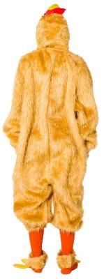 O7118-54-58 beige Damen Herren Hahn Kostüm Huhn Overall mit Fußstulpen Gr. 54-58 - 2