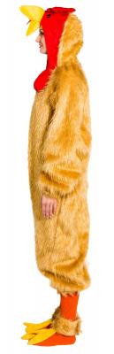 O7118-54-58 beige Damen Herren Hahn Kostüm Huhn Overall mit Fußstulpen Gr. 54-58 - 3