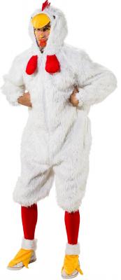 O7101-54-58 weiß Herren Huhn Kostüm Chicken Overall mit Fußstulpen Gr.54-58