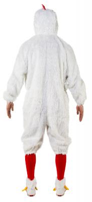 O7101-54-58 weiß Herren Huhn Kostüm Chicken Overall mit Fußstulpen Gr.54-58 - 2