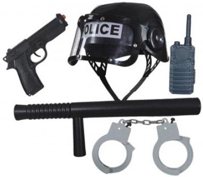 O47152 schwarz Kinder Polizei-Police Set 5teilig - 0