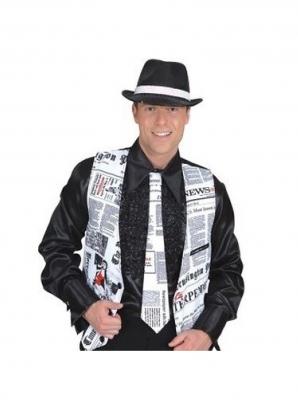 O22731 weiß-schwarz Herren Newstime Zeitungskrawatte - 1