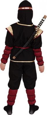 O5272-104-116 schwarz-rot Kinder Junge Mädchen 6 teiliges Ninja-Samurai Kostüm Gr.104-116 - 1
