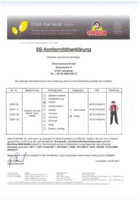 O5029-128 schwarz Kinder Cowboykostüm 3 teilig Cowboyanzug Gr.128 - 1