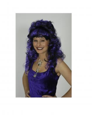 K11277109 schwarz/lila Perücke gelockt Halloweenperücke