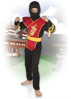 B82193 Ninja schwarz-rot-gelb Schwertkämpfer Kinder Gr.7 bis 9 Jahre - 1