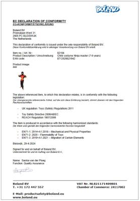 B82193 Ninja schwarz-rot-gelb Schwertkämpfer Kinder Gr.7 bis 9 Jahre - 3