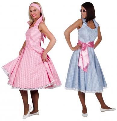 M210114-13 blau-kariert Damen Karokleid Polkakostüm - 1