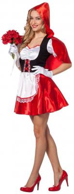 L3200490-34 schwarz-rot-weiß  Damen Rotkäppchen Kleid Rotkäpchen Kostüm Gr.34 - 1