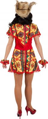 O9426-42-44 rot-bunt Damen Mexico Kleid  Mexikaner Kostüm Gr.42-44 - 1