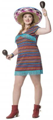 L3202080-46 tükis-bunt Damen Mexikaner Kleid Cowgirl Gr.46 - 1