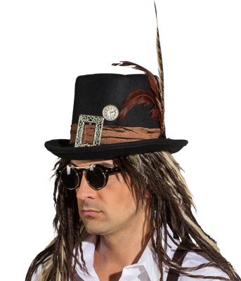 B54501/O22947 schwarz Herren Steampunk Hut Barock Zylinder - 0