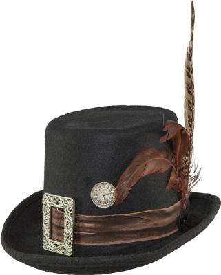 B54501/O22947 schwarz Herren Steampunk Hut Barock Zylinder - 1