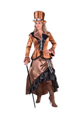 M217114 bronze-braun Damen Steampunk Kostüm-Kleid - 0