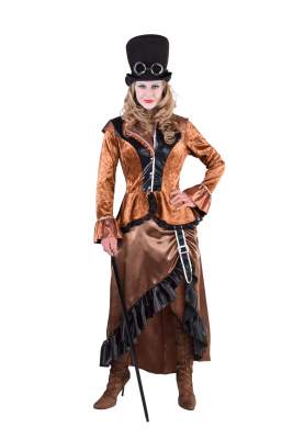 M217114 bronze-braun Damen Steampunk Kostüm-Kleid - 1