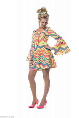 L3201153 kügelchen neon-pink Damen Hippie Kostüm-Kleid - 8