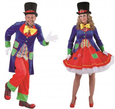 M215283 blau-rot Herren Clown Kasper Kostüm Lucky - 1