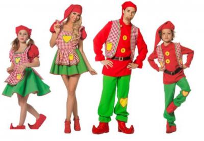 L3101000 rot-grün Kinder Zwergen Kostüm Wichtelanzug - 1