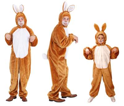 O5066 braun-weiß Kinder Junge Mädchen Hase Hasen Kostüm Overall - 2